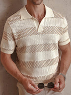 Men's Striped Knit Polo Shirt