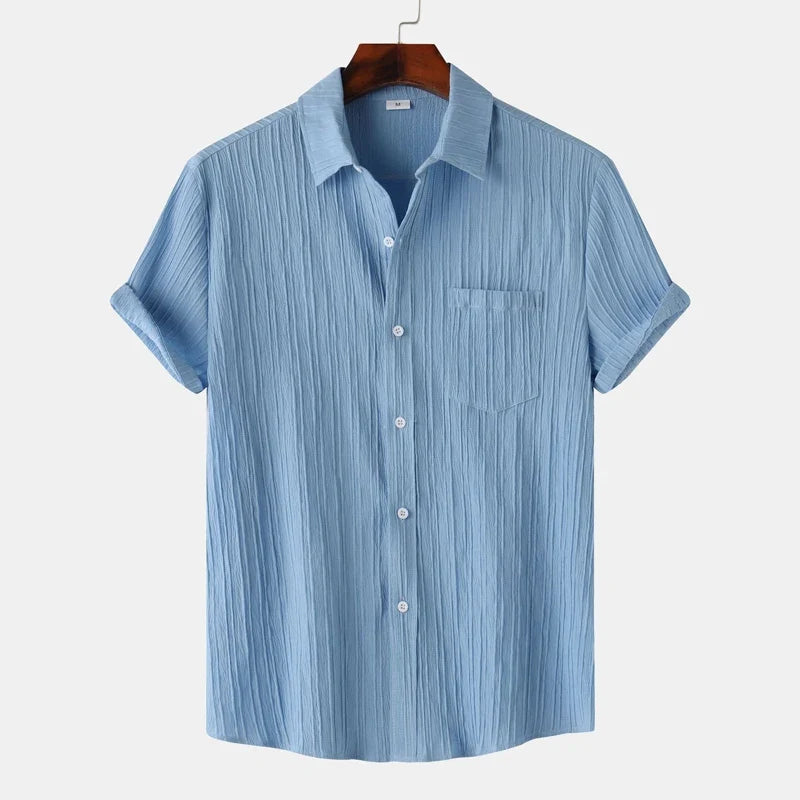 Men’s Textured Short Sleeve Button-Up Shirt