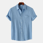 Men’s Textured Short Sleeve Button-Up Shirt