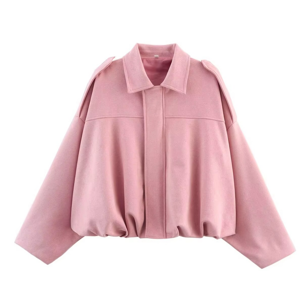 Women's Oversized Zip Front Bomber Jacket