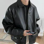Men’s Relaxed Leather-Look Zip Jacket