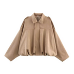 Women's Oversized Zip Front Bomber Jacket