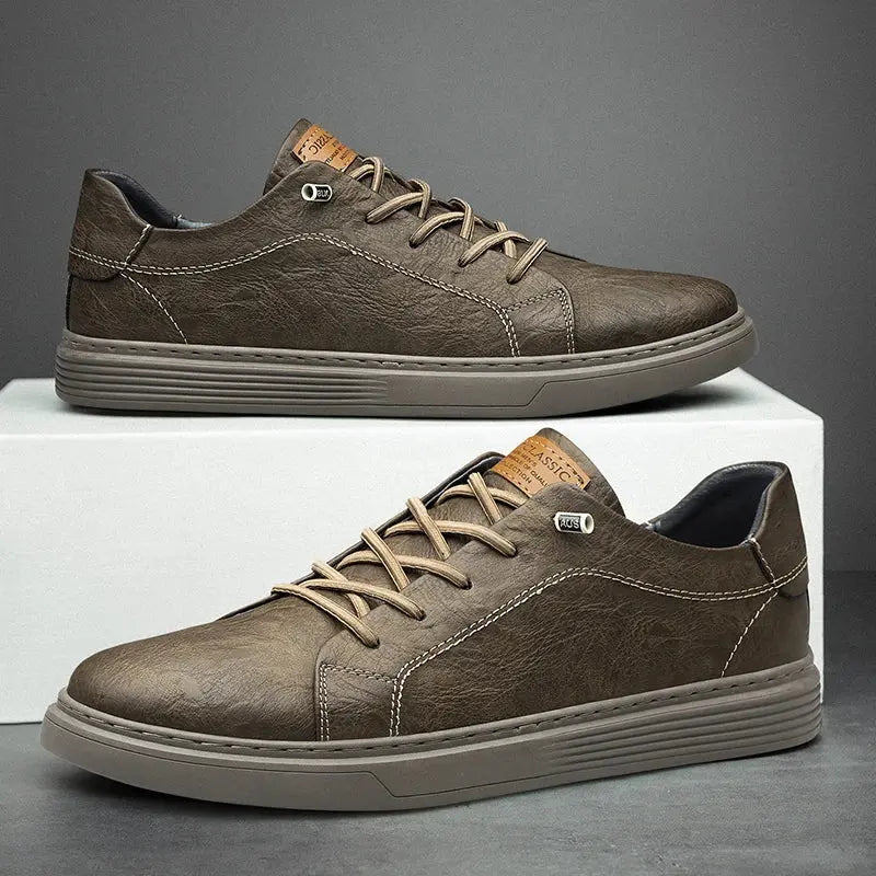 Men's Textured Lace-Up Low-Top Sneakers