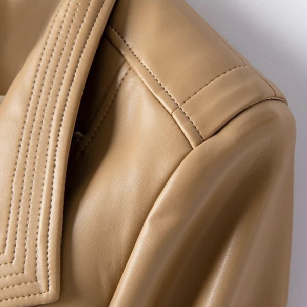 Women's Leather-Look Jacket with Asymmetric Zipper