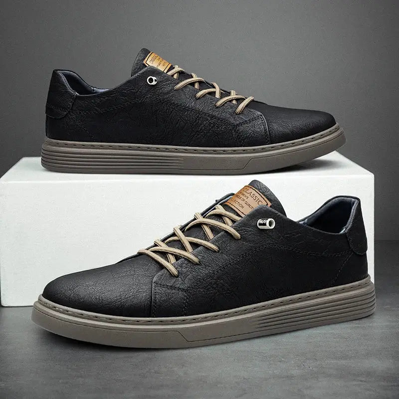 Men's Textured Lace-Up Low-Top Sneakers