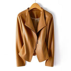 Women's Leather-Look Jacket with Asymmetric Zipper