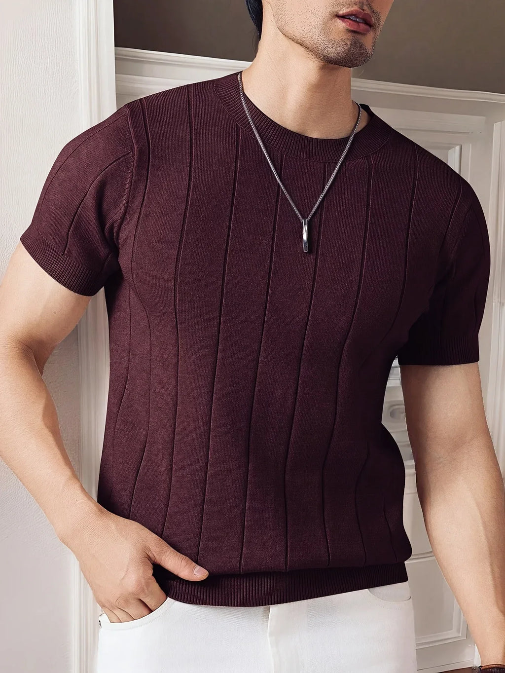 Men's Ribbed Knit T-Shirt