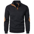 Men’s Stand Collar Elbow Patch Sweater