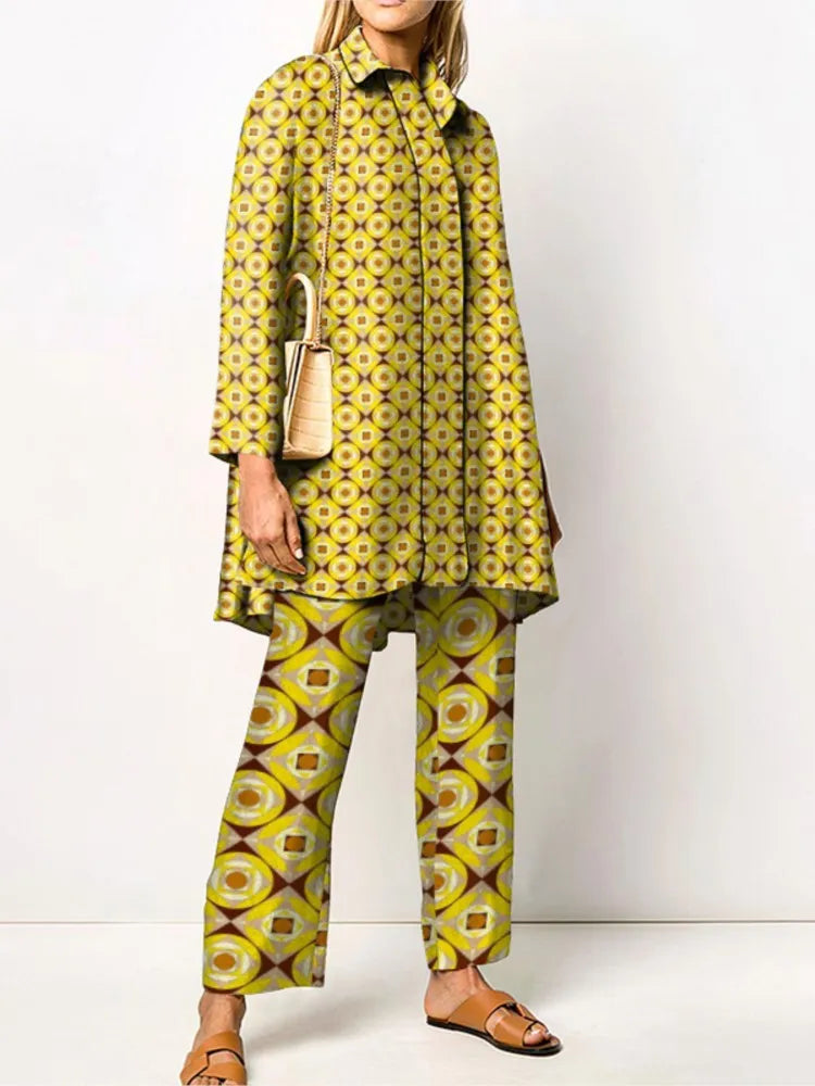 Women's Geometric Print Two Piece Set