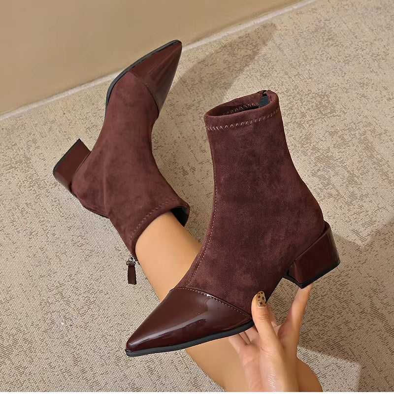 Women’s Pointed-Toe Block Heel Ankle Boots
