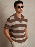 Men's Striped Knit Polo Shirt