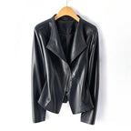 Women's Leather-Look Jacket with Asymmetric Zipper