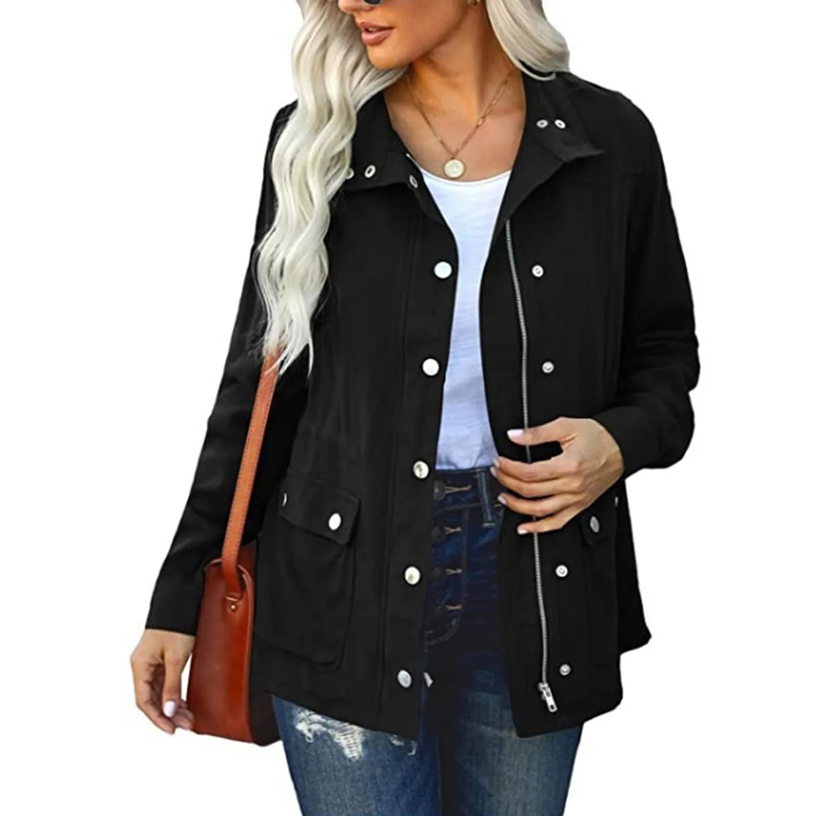Women’s Army Jacket with Snap Front