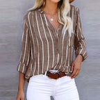 Women's Striped Henley Blouse