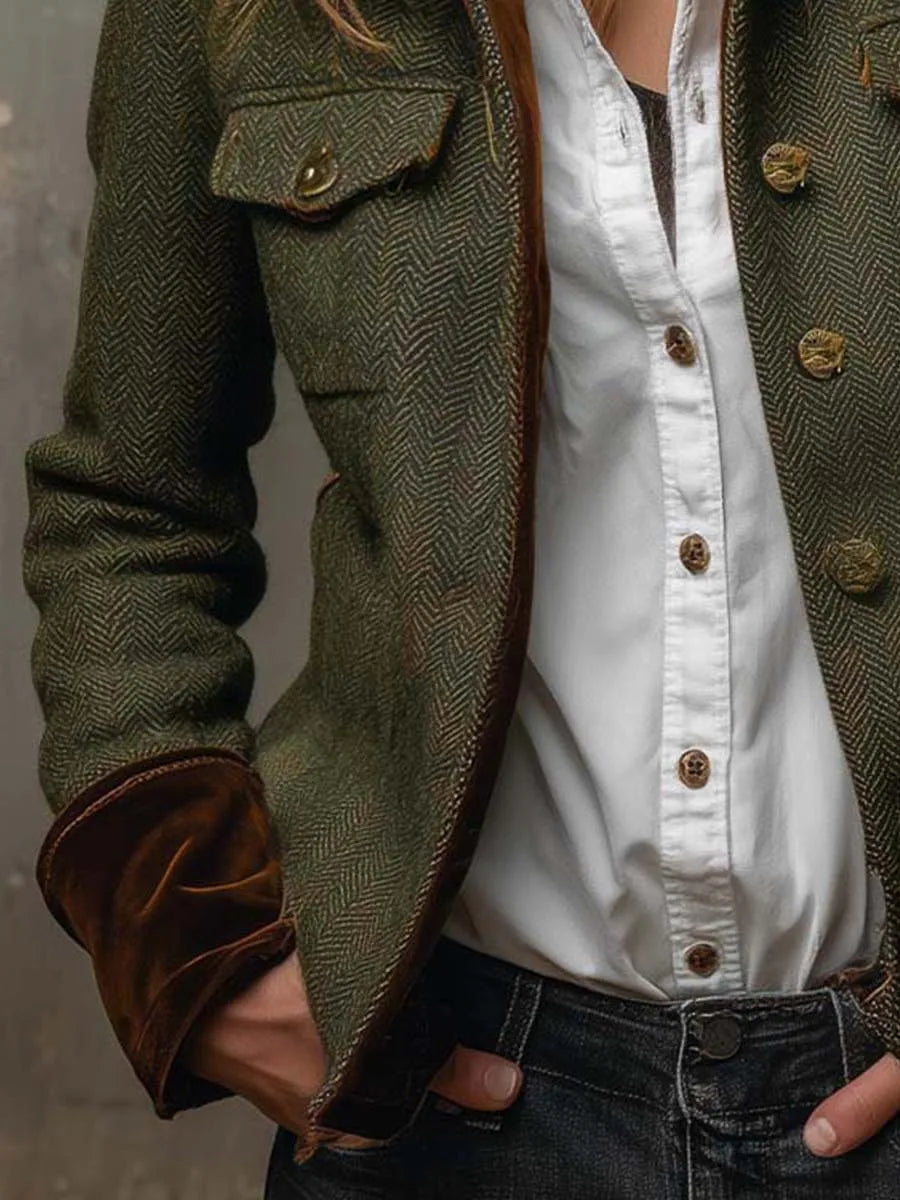 Women’s Military Jacket with Stand Collar