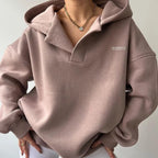 Women's Relaxed Pullover Hoodie with V-Neck