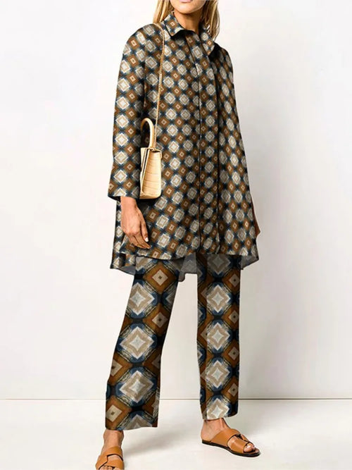 Women's Geometric Print Two Piece Set