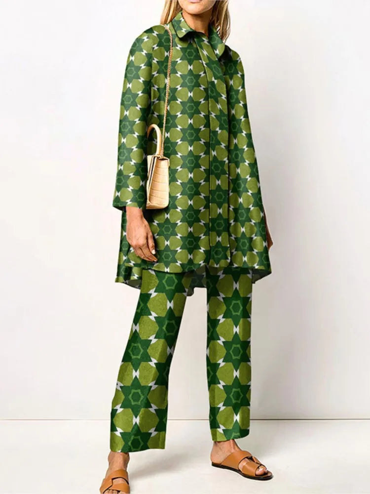 Women's Geometric Print Two Piece Set