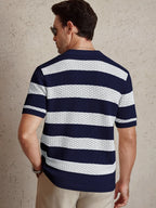 Men's Striped Knit Polo Shirt