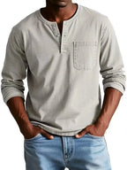 Men's Casual Henley Pocket Shirt