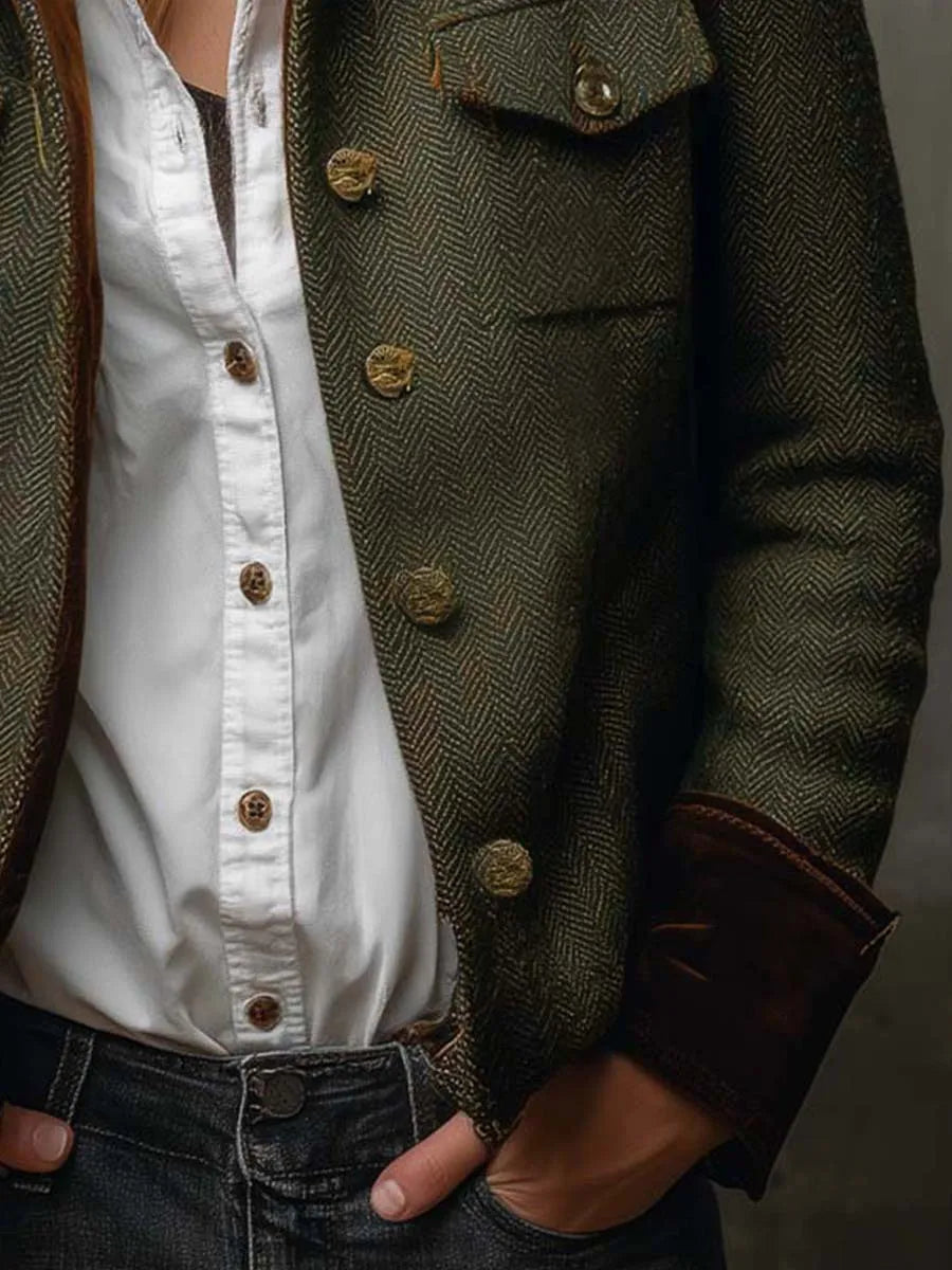Women’s Military Jacket with Stand Collar