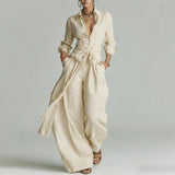 Women's Belted Wide Leg Jumpsuit