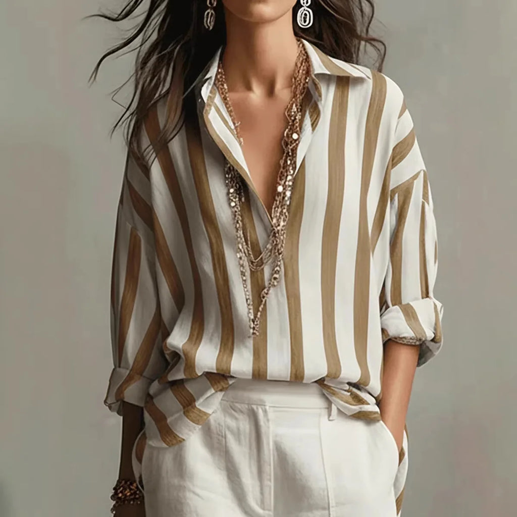 Women's Striped Button Blouse