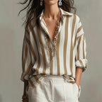 Women's Striped Button Blouse