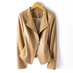 Women's Leather-Look Jacket with Asymmetric Zipper