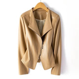 Women's Leather-Look Jacket with Asymmetric Zipper