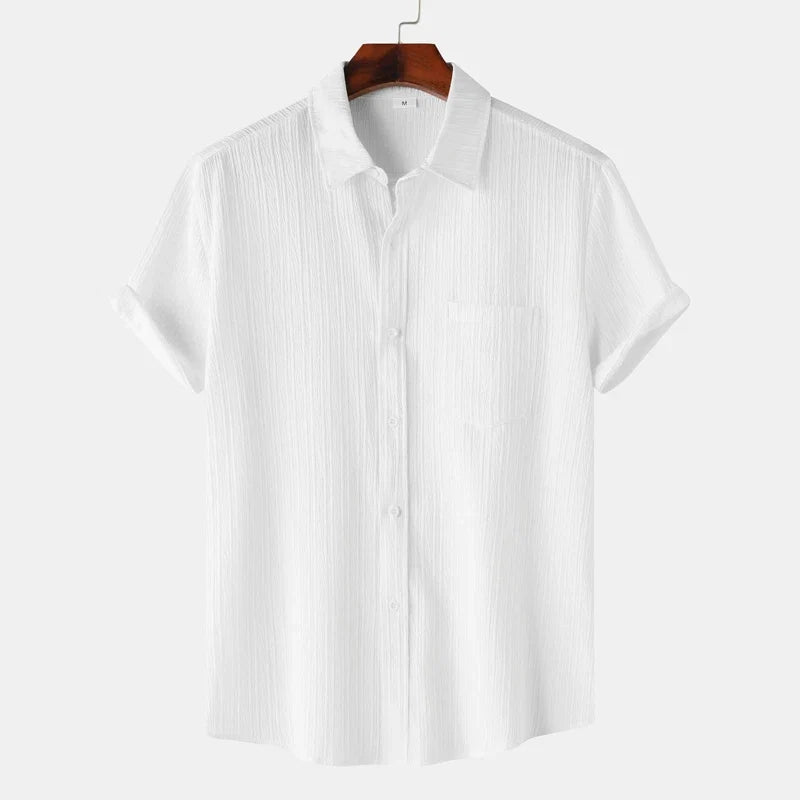 Men’s Textured Short Sleeve Button-Up Shirt