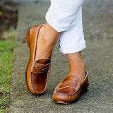 Women's Leather Slip On Loafers
