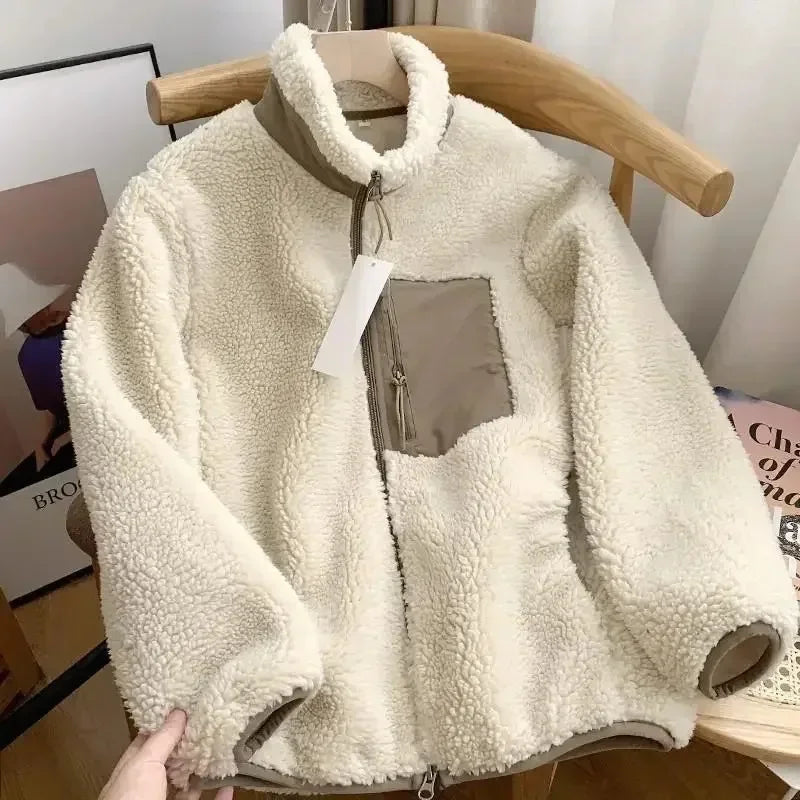 Women's Textured Zip-Front Jacket with Stand Collar