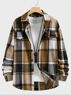 Men's Long Sleeve Plaid Flannel Overshirt