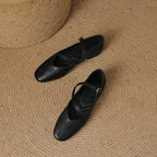 Women's Cross-Strap Square Toe Flats