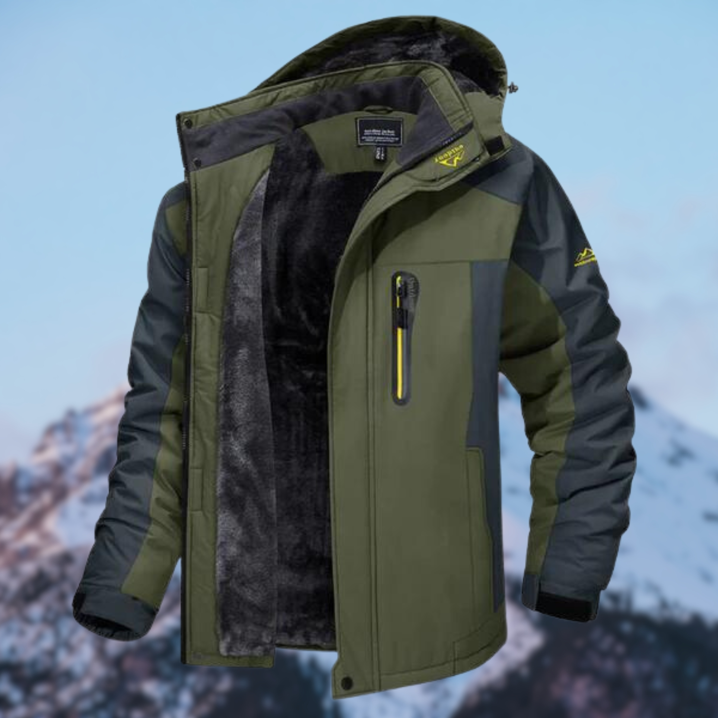 Men’s Hooded Contrast-Panel Winter Jacket