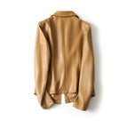 Women's Leather-Look Fitted Blazer with Notched Lapels