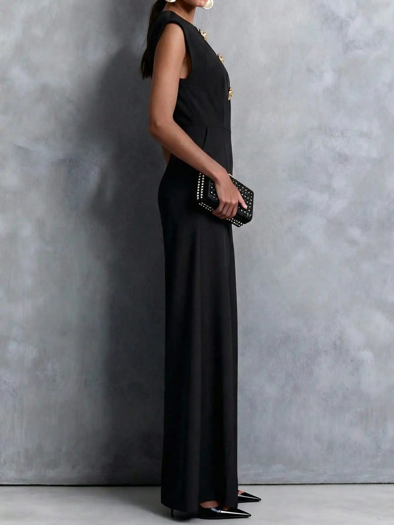 Women’s Wide-Leg Jumpsuit with Statement Buttons