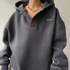 Women's Relaxed Pullover Hoodie with V-Neck