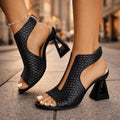 Women’s Woven Cutout Block Heel Sandals