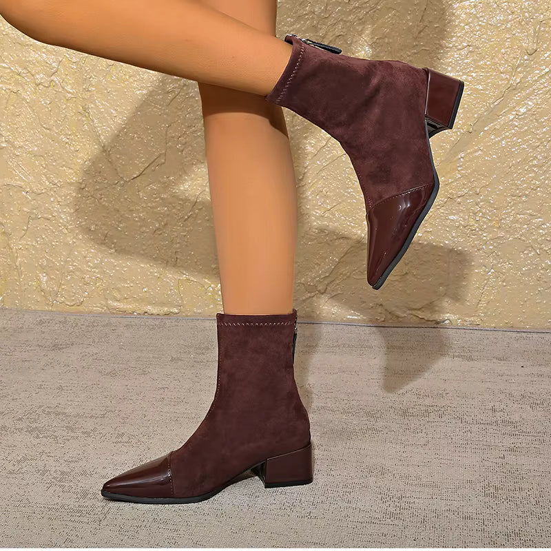 Women’s Pointed-Toe Block Heel Ankle Boots
