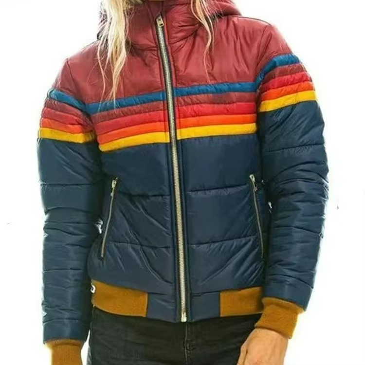 Women's Striped Quilted Puffer Jacket