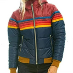 Women's Striped Quilted Puffer Jacket