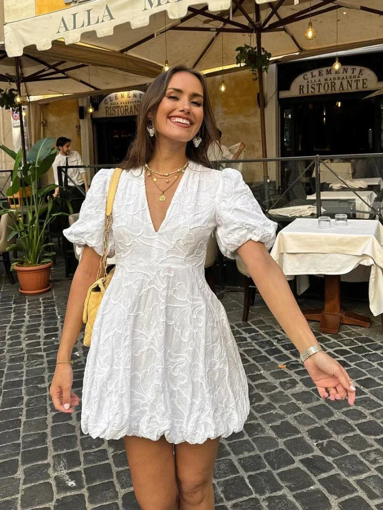 Women's Puff Sleeve Mini Dress