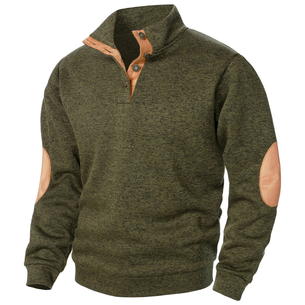 Men’s Stand Collar Elbow Patch Sweater