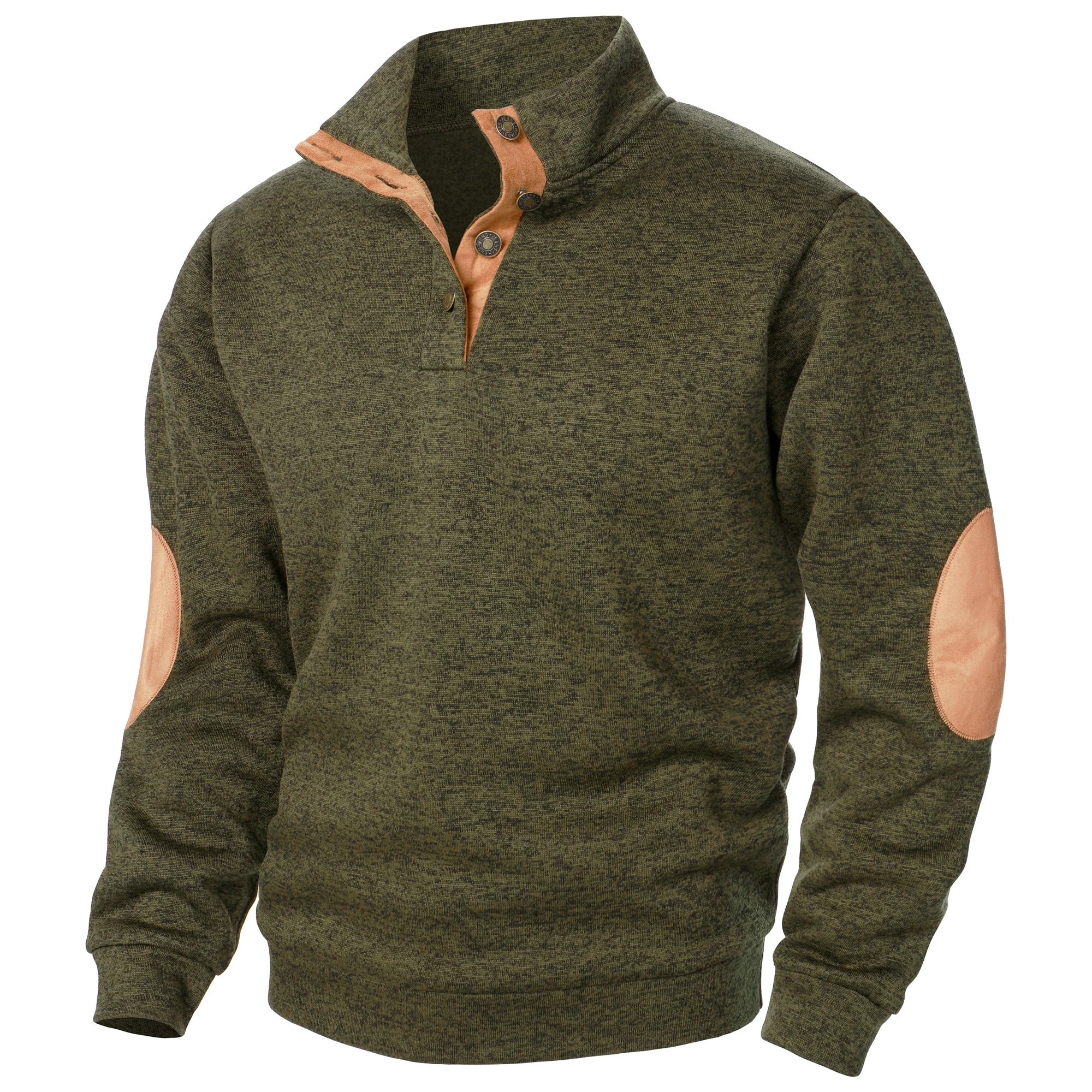 Men’s Stand Collar Elbow Patch Sweater