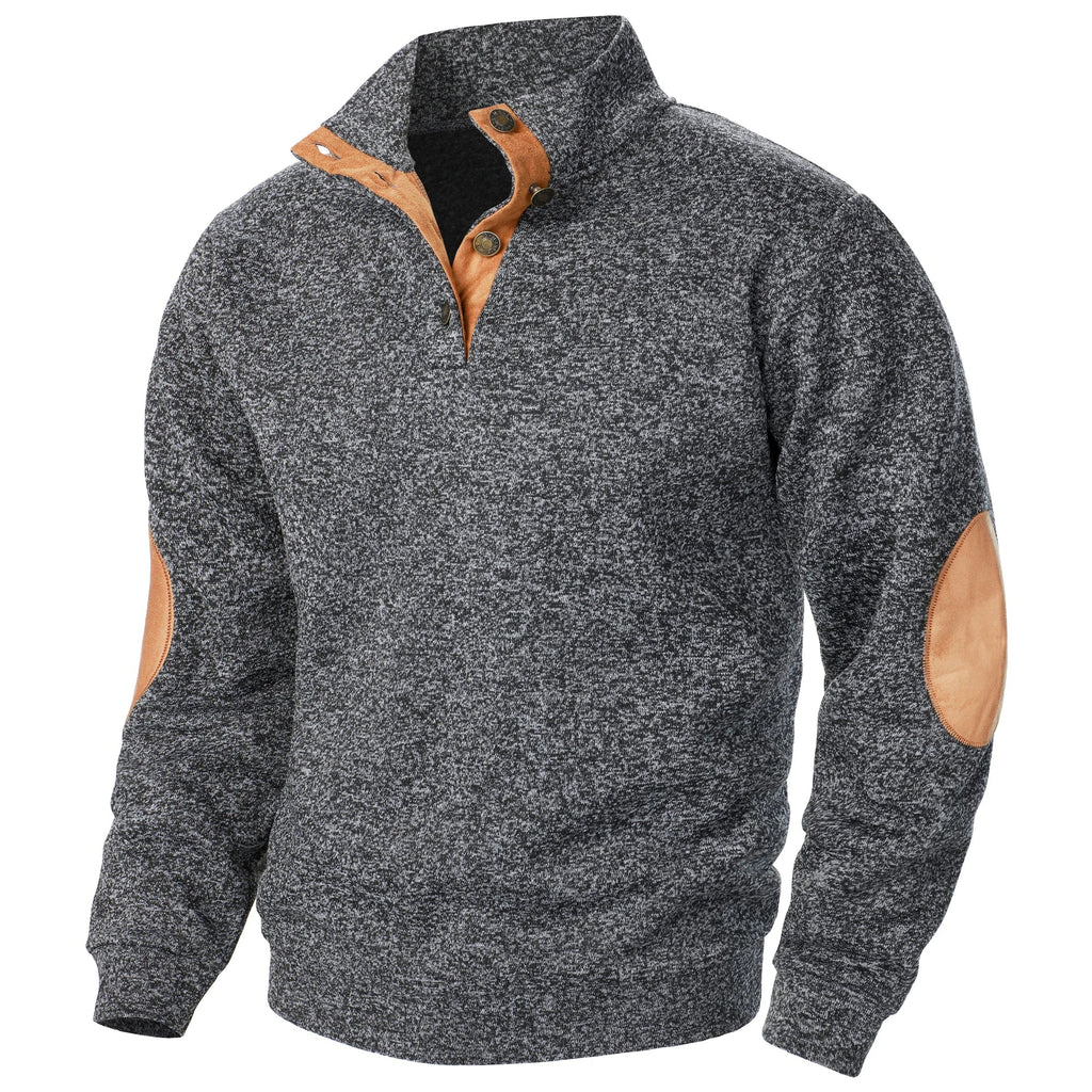 Men’s Stand Collar Elbow Patch Sweater