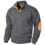 Men’s Stand Collar Elbow Patch Sweater