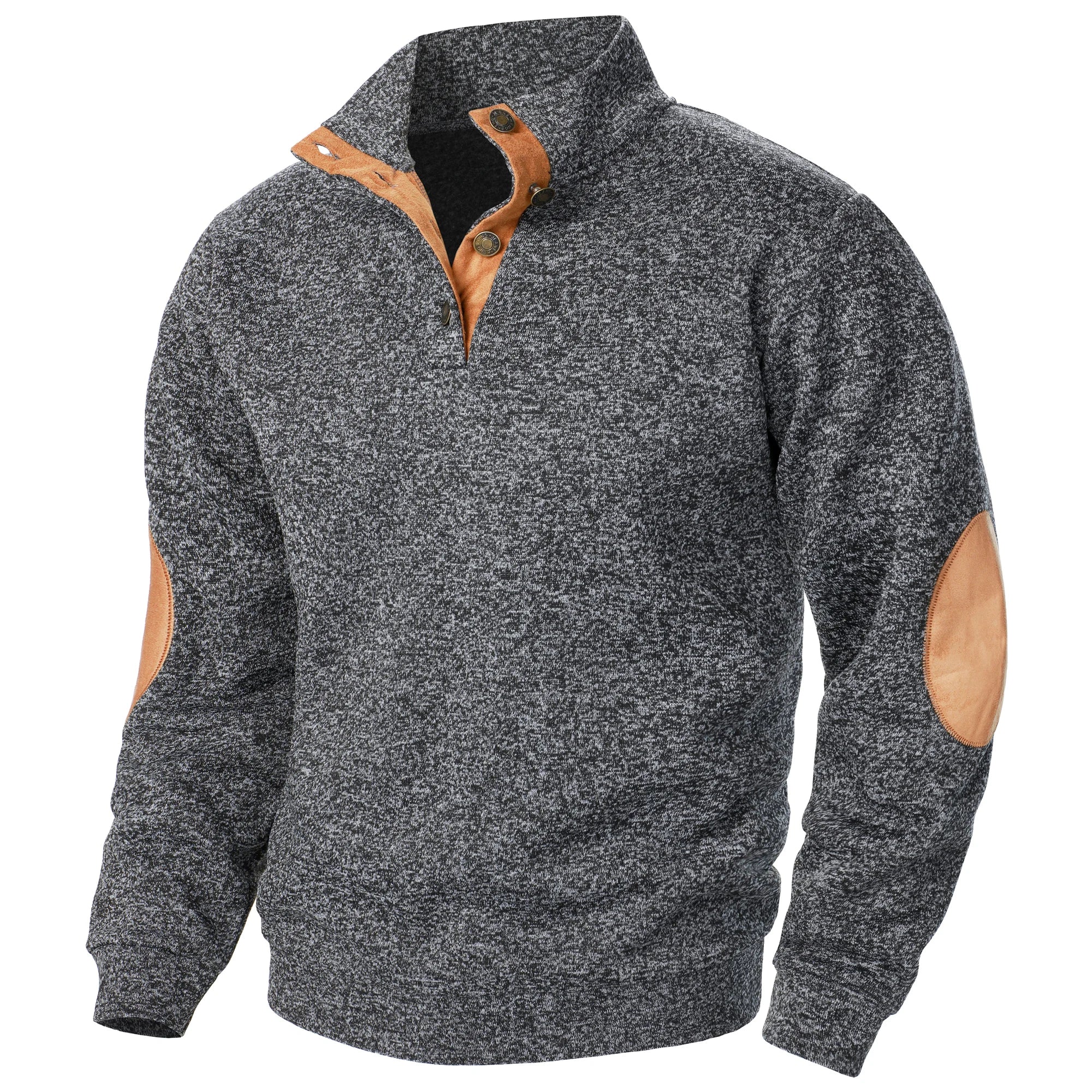 Men’s Stand Collar Elbow Patch Sweater