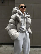 Women's Puffer Jacket with Oversized Collar